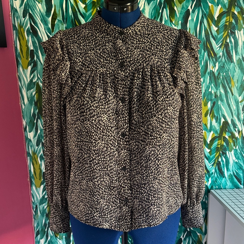 Banana Republic Black and White Patterned Blouse